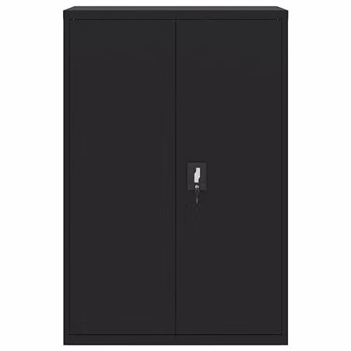 vidaXL Black Metal File Cabinet with Hinged Doors and Lock, W/D/H: 90 x 40 x 140 cm – 2