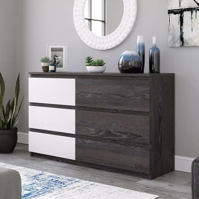 Teknik Hudson 6 Drawer Chest in Charcoal Ash Oak