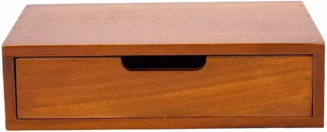 KORVIXA Retro Wooden 1-Drawer Desktop Storage Chest Organizer Box in Brown, W: 60 cm, D: 60 cm