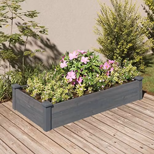 vidaXL Grey Solid Wood Pine Garden Raised Bed with Liner, W/D/H: 180 x 120 x 60 cm – 2