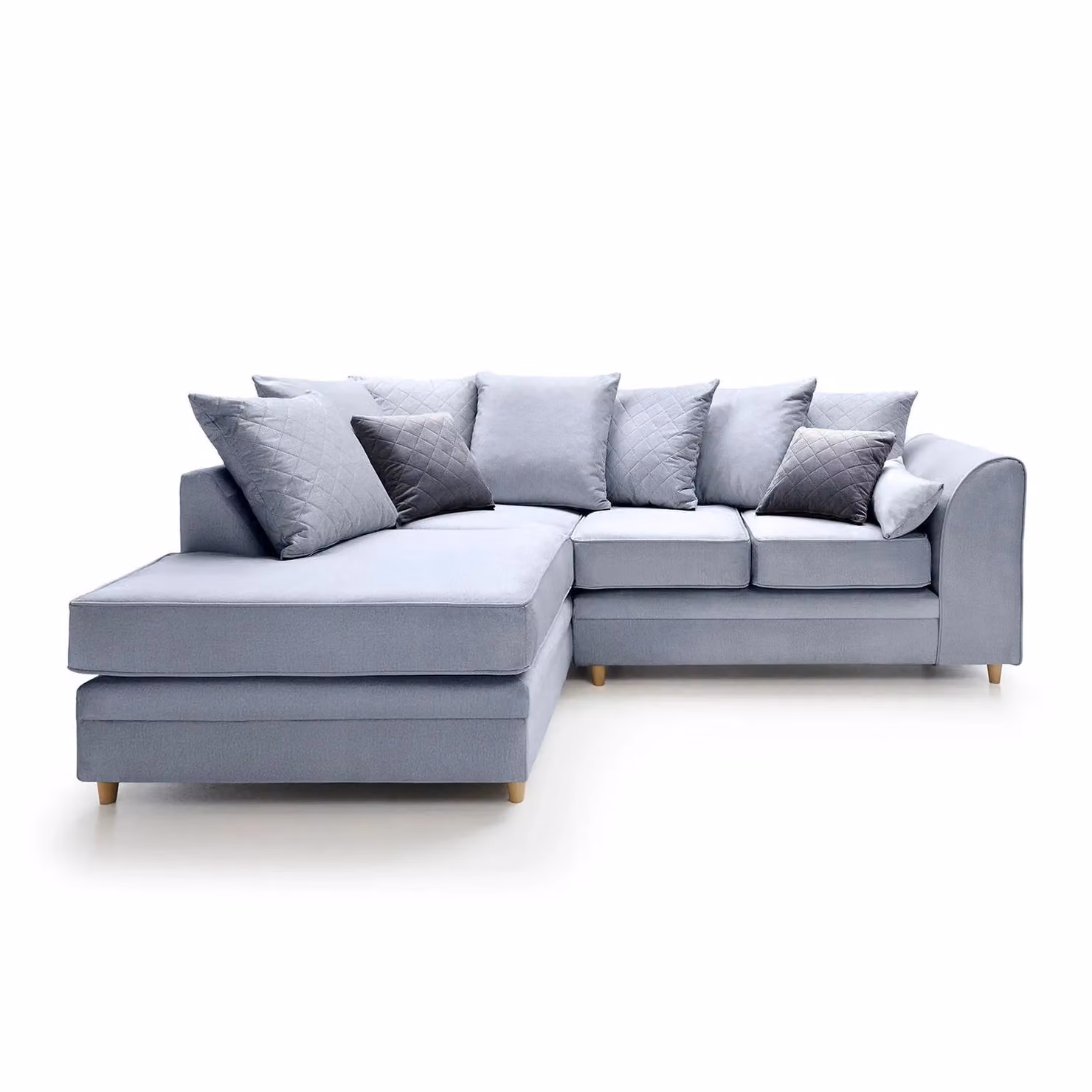 Abakus Direct Chicago L-Shaped Left Hand Facing Corner Sofa in Light Blue Velvet, W: 212 cm, D: 164 cm, H: 78 cm – 2