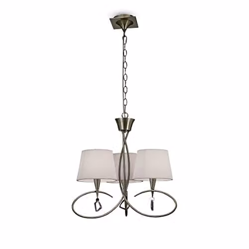 Mantra Iluminación Mara 1620 Ceiling Light in Gold/Brass with Fabric and Metal Details, E14