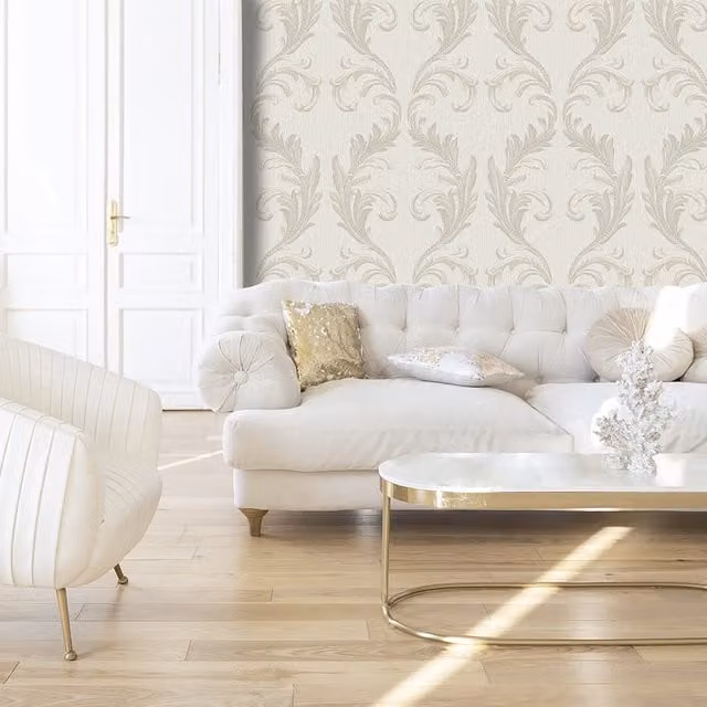 Belgravia Decor Abstract Glamour Vinyl Wallpaper in Yellow and Beige