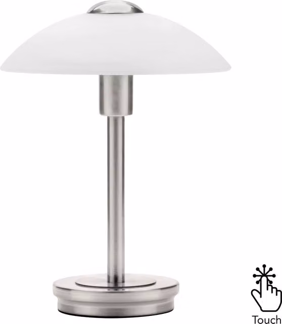 Litecraft Alabaster Shade Touch Table Lamp in Silver with White Glass Dome