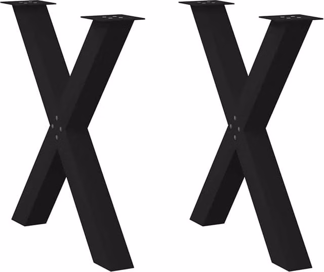 Berkfield Home X-Shaped Steel Dining Table Legs, 2 Pieces, Black, H: 72.5 cm, W: 80 cm – 1
