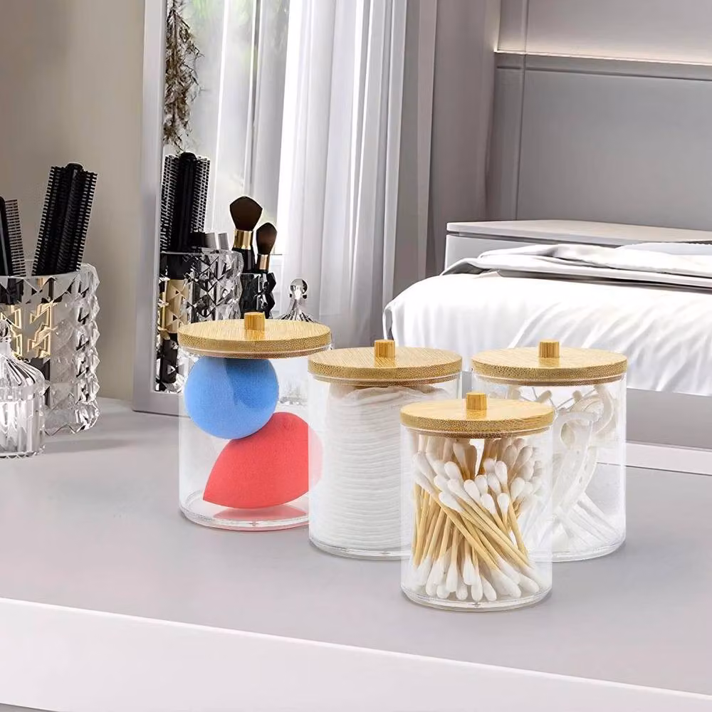 EONLION 4 Piece Clear Acrylic Cotton Storage Organiser Set – 2