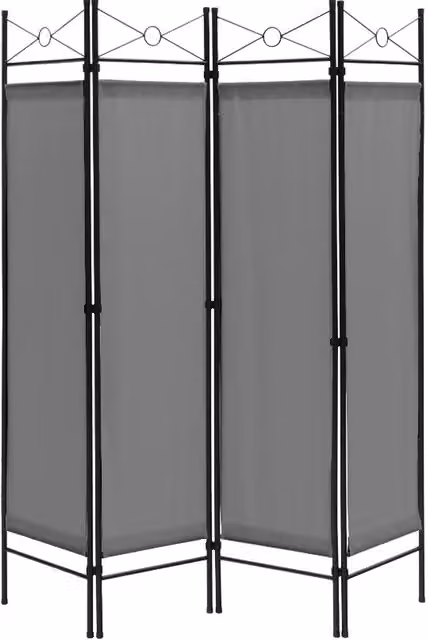 Costway 4 Panel Grey Room Divider with Metal and Polyester Frame