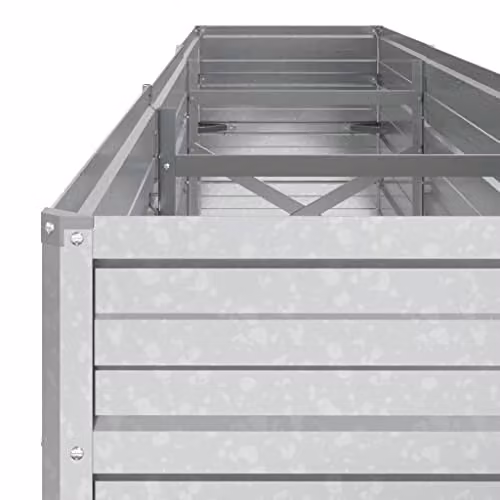 vidaXL Galvanised Steel Raised Garden Bed in Silver Tone, W: 240 cm, D: 40 cm, H: 45 cm – 3