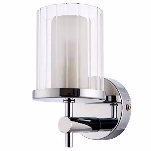 Loops IP44 Rated Modern Round Bathroom Wall Light in Chrome with Transparent Glass, Dimmable G9 LED Fitting