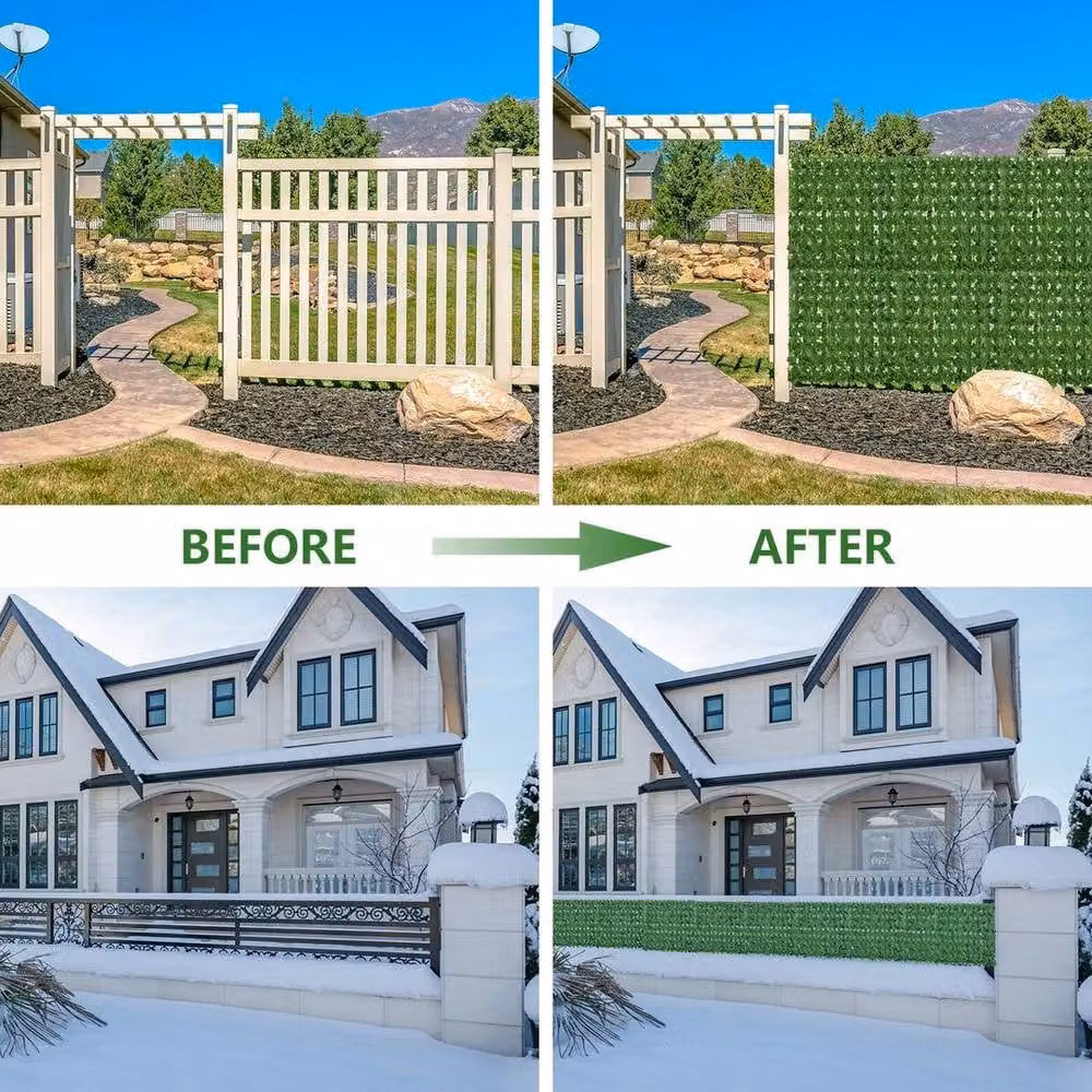KORVIXA Green Artificial Ivy Leaf Hedge for Garden Fencing – 4