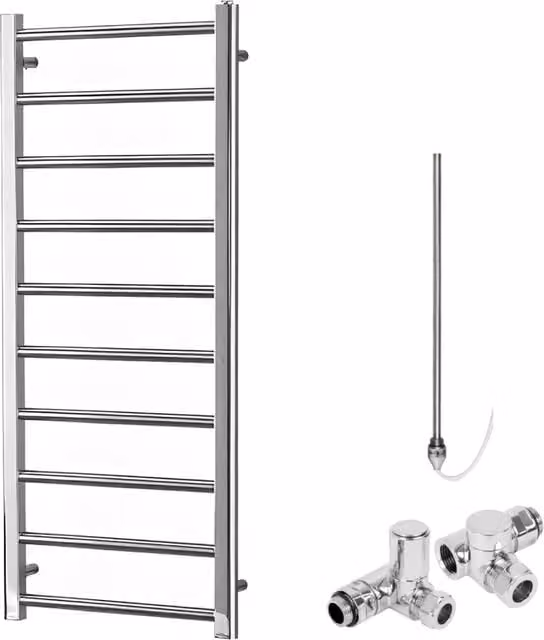 SolAire Heating Products Alpine Dual Fuel Heated Towel Rail, Silver