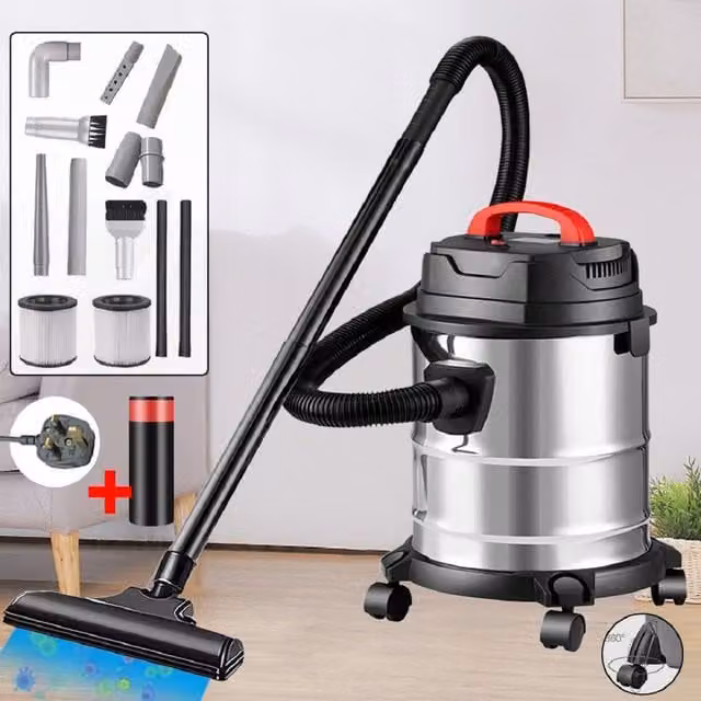 Hinsinc 2000W Wet and Dry Bagless Cylinder Vacuum Cleaner with 20L Capacity and HEPA Filter in Black – 1