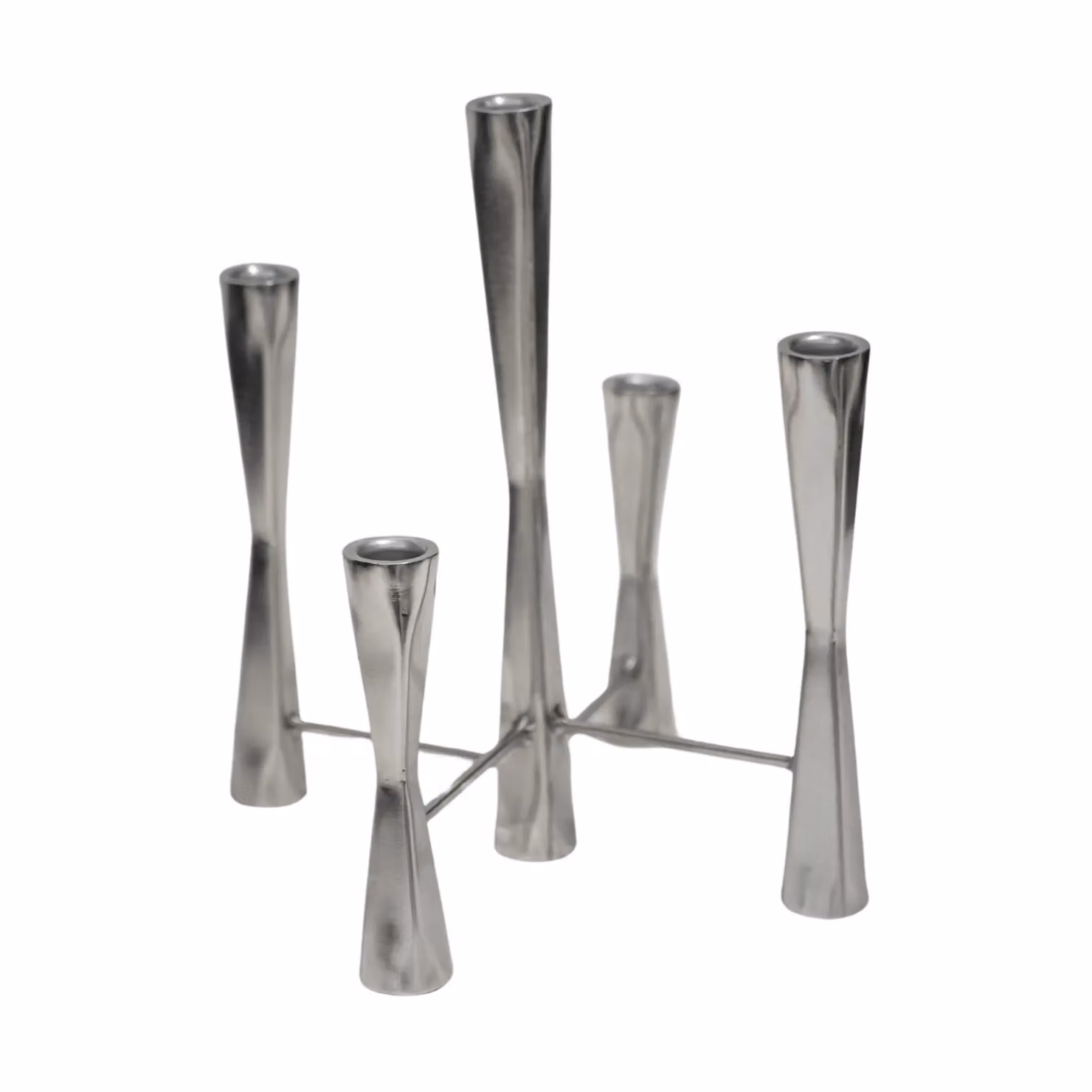 Ivyline Parker 5 Piece Modern Silver Metal Candle Centerpiece, H: 42 cm, W: 27.5 cm – 2