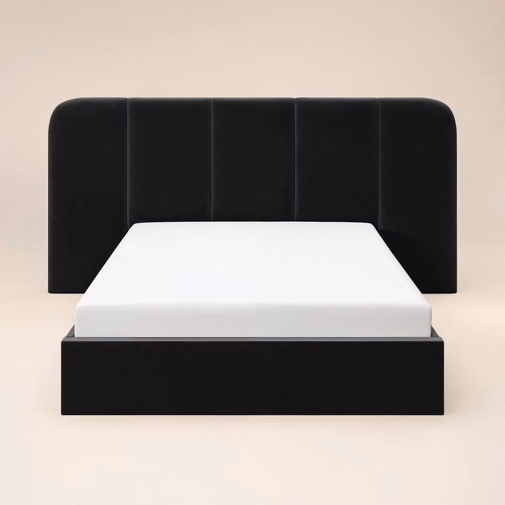 Solace+Co Sienna Hotel Ottoman Bed in Black Velvet, W/D/H: 180 x 200 x 261 cm – 4