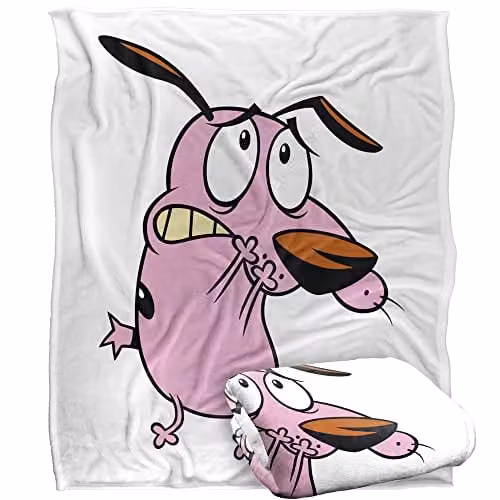 LOGOVISION Courage The Cowardly Dog Season 2 Super Soft Fleece Throw Blanket, White, W/D: 152 x 127 cm – 1