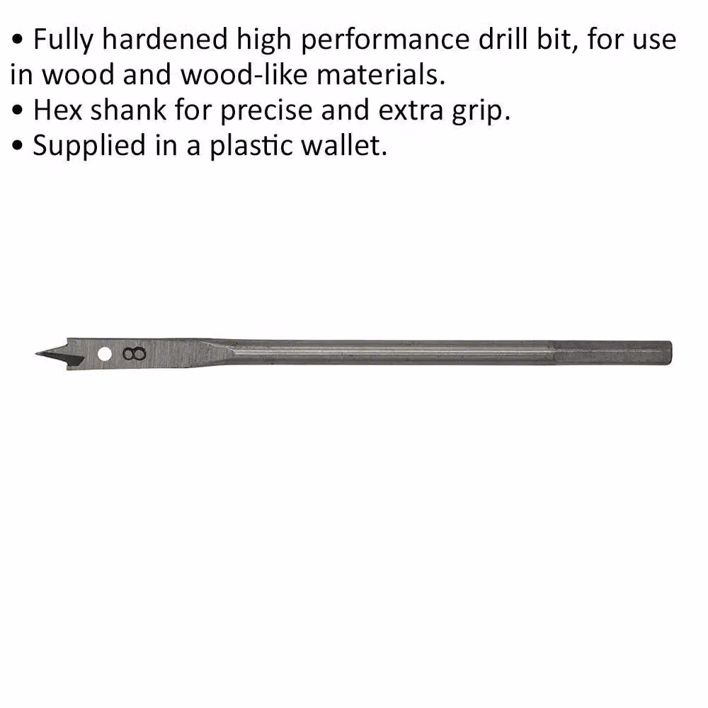 Loops Silver Fully Hardened Wood Drill Bit with Hex Shank, 8 x 152 mm – 2