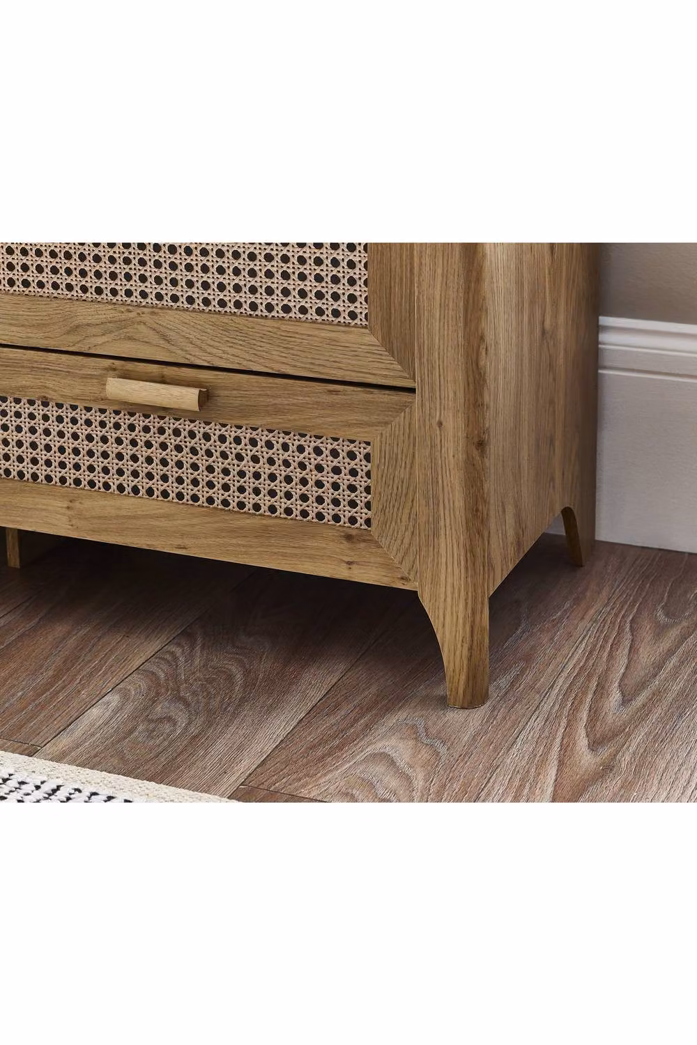 Julian Bowen Sydney 6 Drawer Wide Chest of Drawers in Oak and Brown with Geometric Rattan Print, H75 x W120 cm – 8