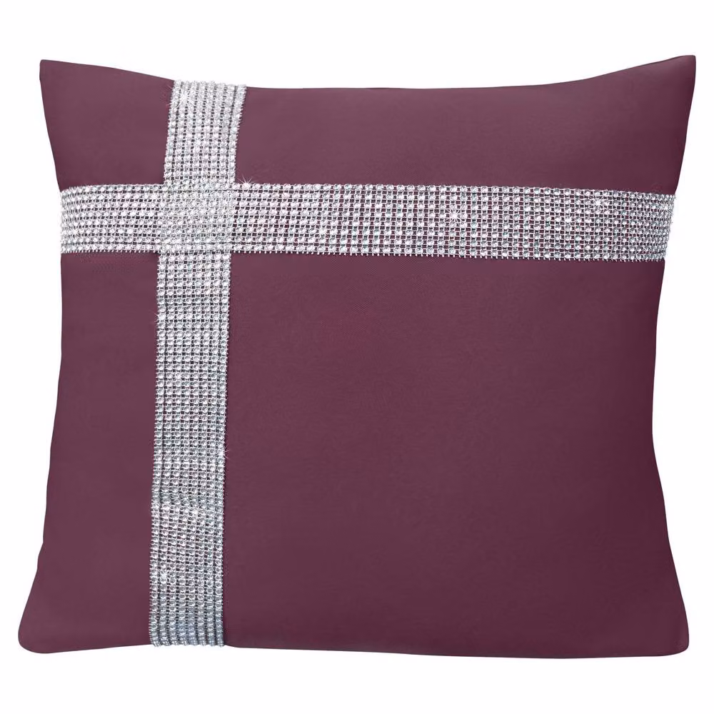 Velosso Diamante Cross Filled Cushion in Purple, W/D/H: 43 x 43 x 43 cm – 2