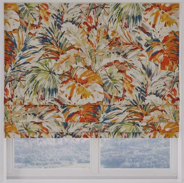 Terrys Palmyra Made to Measure Blackout Roman Blind in Multicolour Floral Nature Design