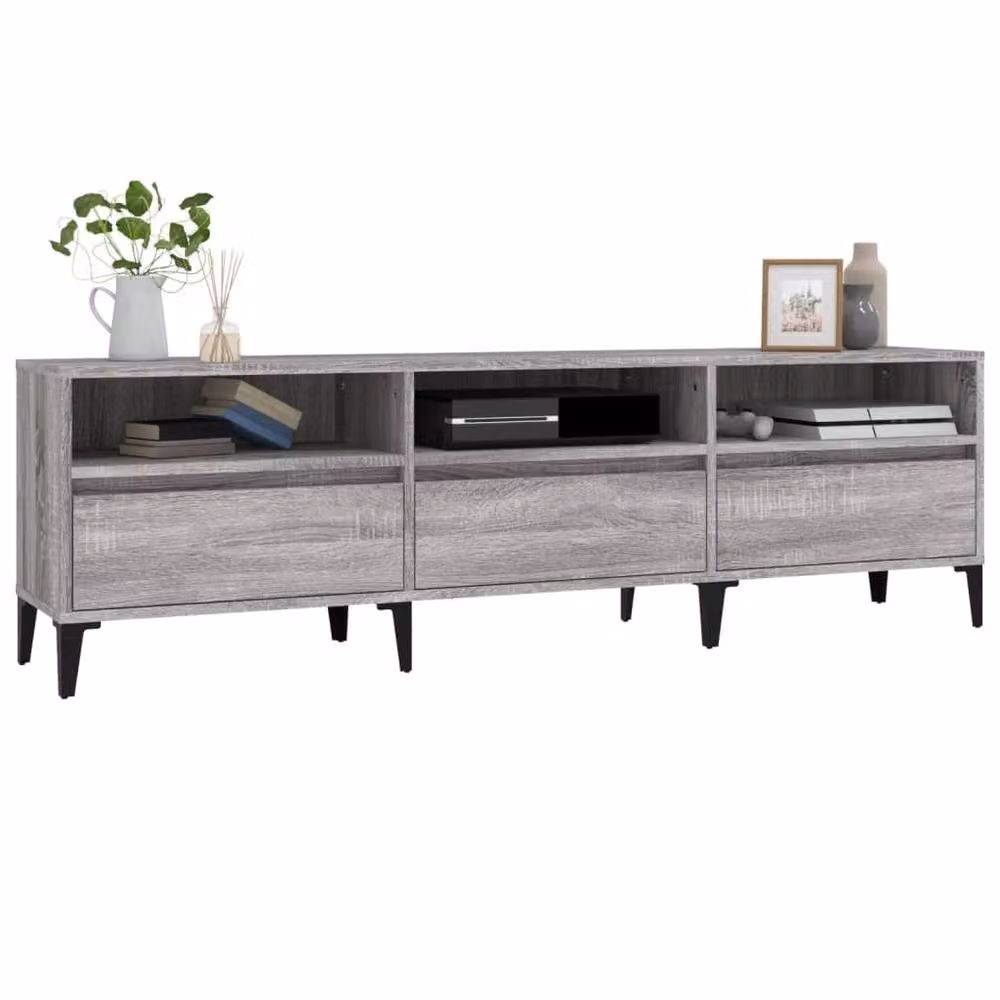 Berkfield Home TV Cabinet in Grey Sonoma, W: 150 cm, D: 30 cm, H: 44.5 cm – 3