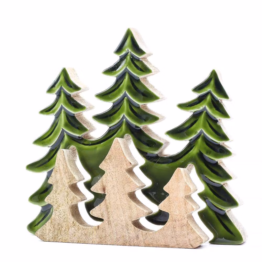Serenityy Lost in the Forest Three Trees 3D Wooden Tabletop Decoration, Green, W: 20 cm, H: 23 cm – 2