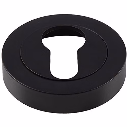 Loops 50mm Euro Profile Round Escutcheon in Matt Black with Concealed Fix – 1