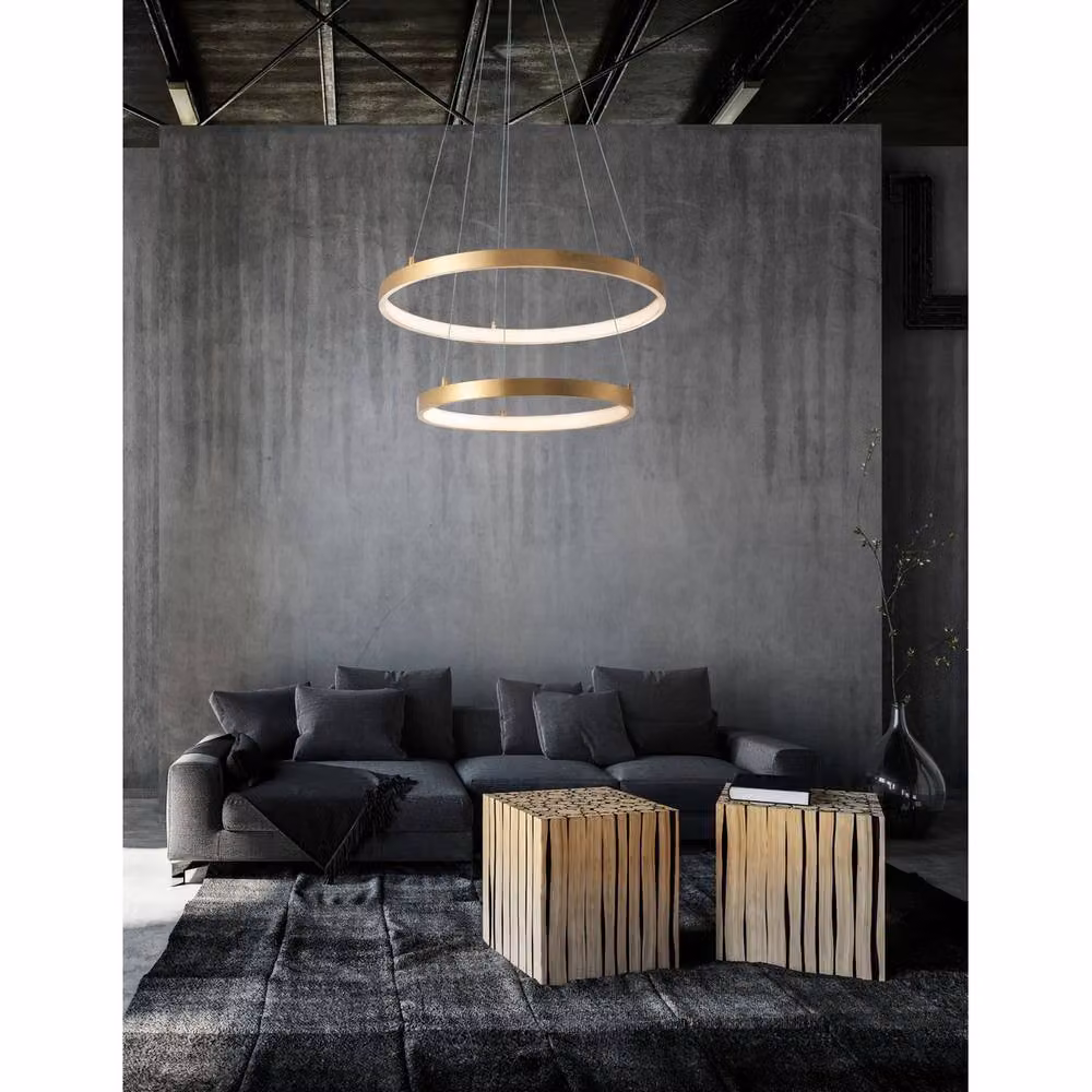 Netlighting Leon Adjustable LED Pendant Light in Gold/Brass Aluminium with 3900Lm and 3000K Warm White Light – 2