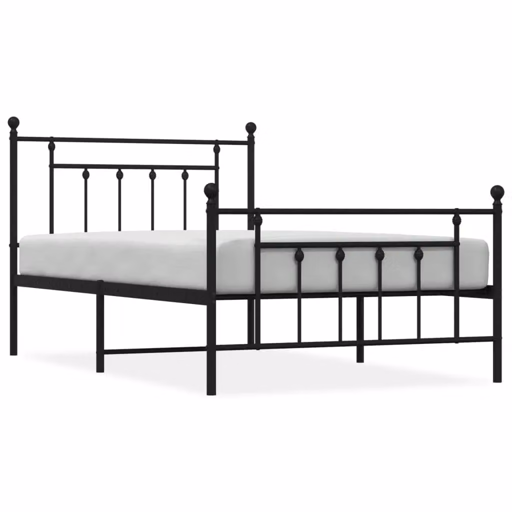 Berkfield Home Metal Bed Frame with Headboard and Footboard, Black, W/D/H: 100 x 200 cm – 2