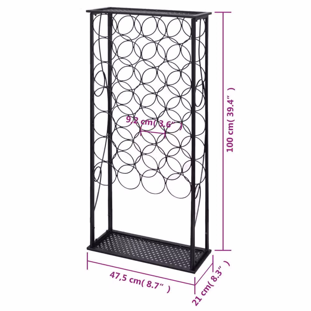 Berkfield Home Matt Black Metal Freestanding Wine Rack for 28 Bottles – 4