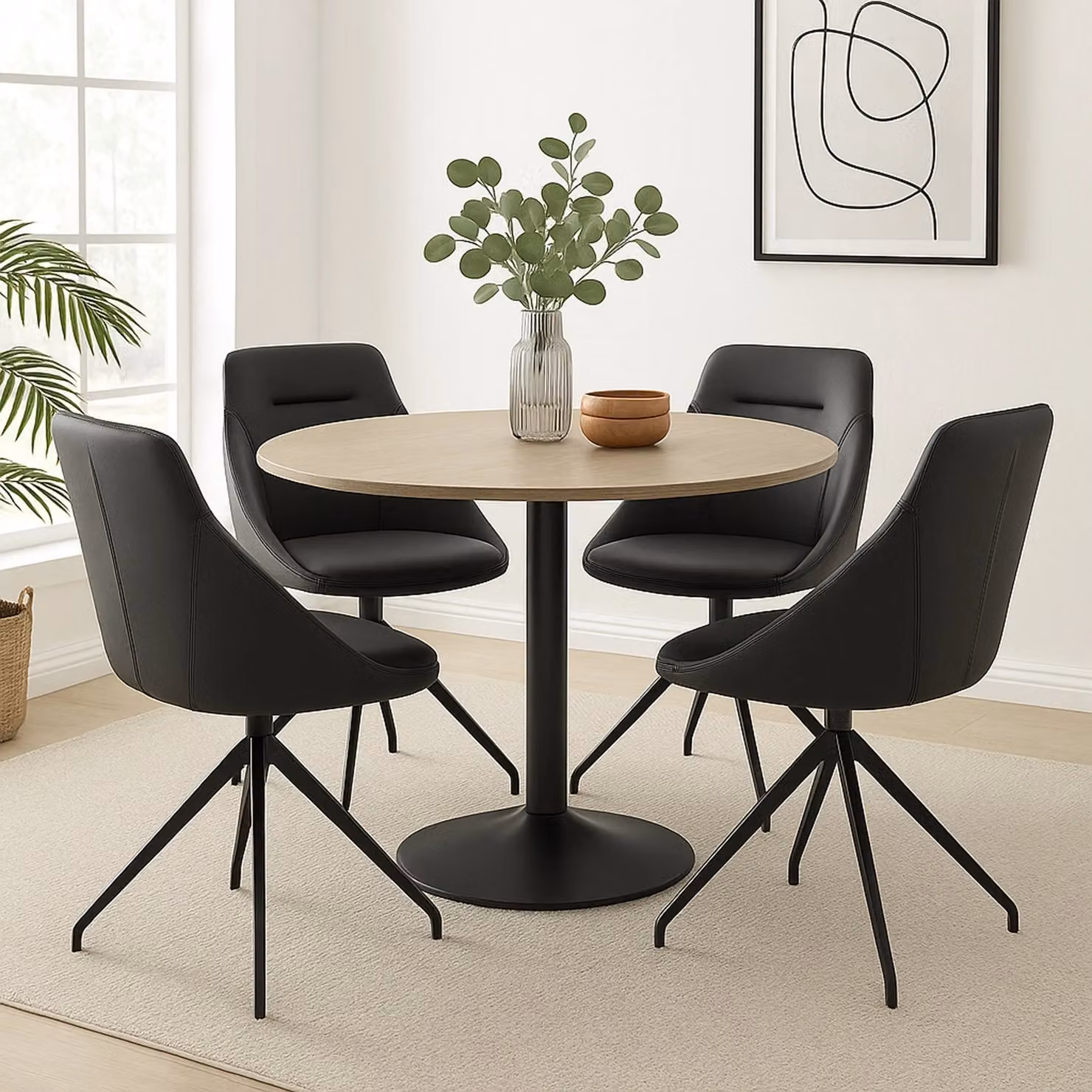 Bravich LTD Lisbon Modern Faux Leather Swivel Office Task Chair in Black – 2