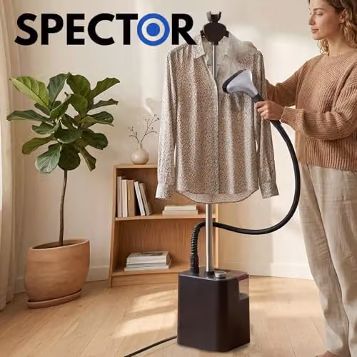 Spector 2200W Standing Garment Steamer in Black with Vertical Steam and Brush Attachment – 8