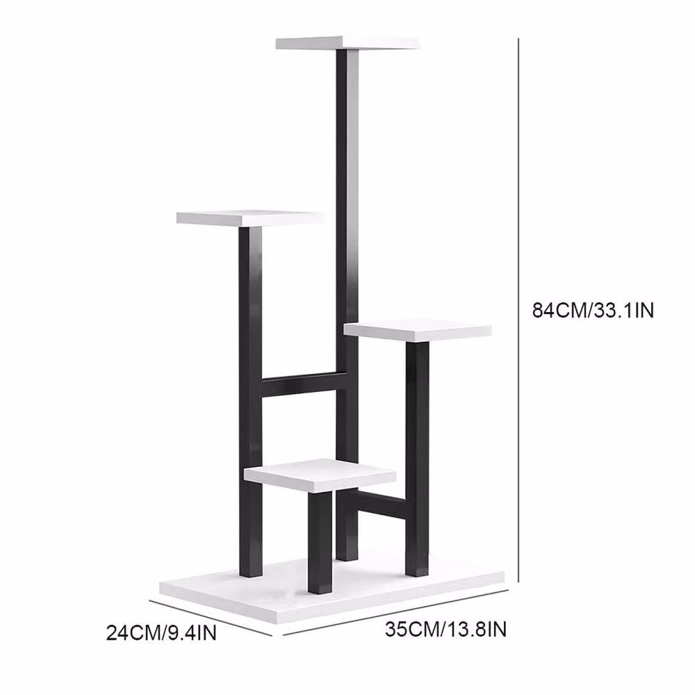 EONLION 4-Tier Metal Plant Rack in Black and White with Vintage Matt Finish – 2