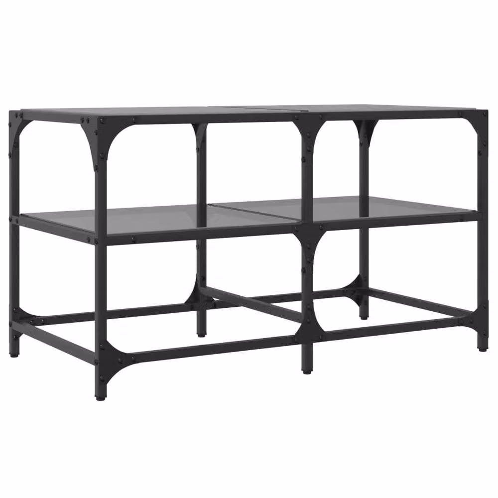 Berkfield Home Industrial Coffee Table with Black Glossy Glass Top, W/D/H: 78.5 x 40 x 45 cm – 5