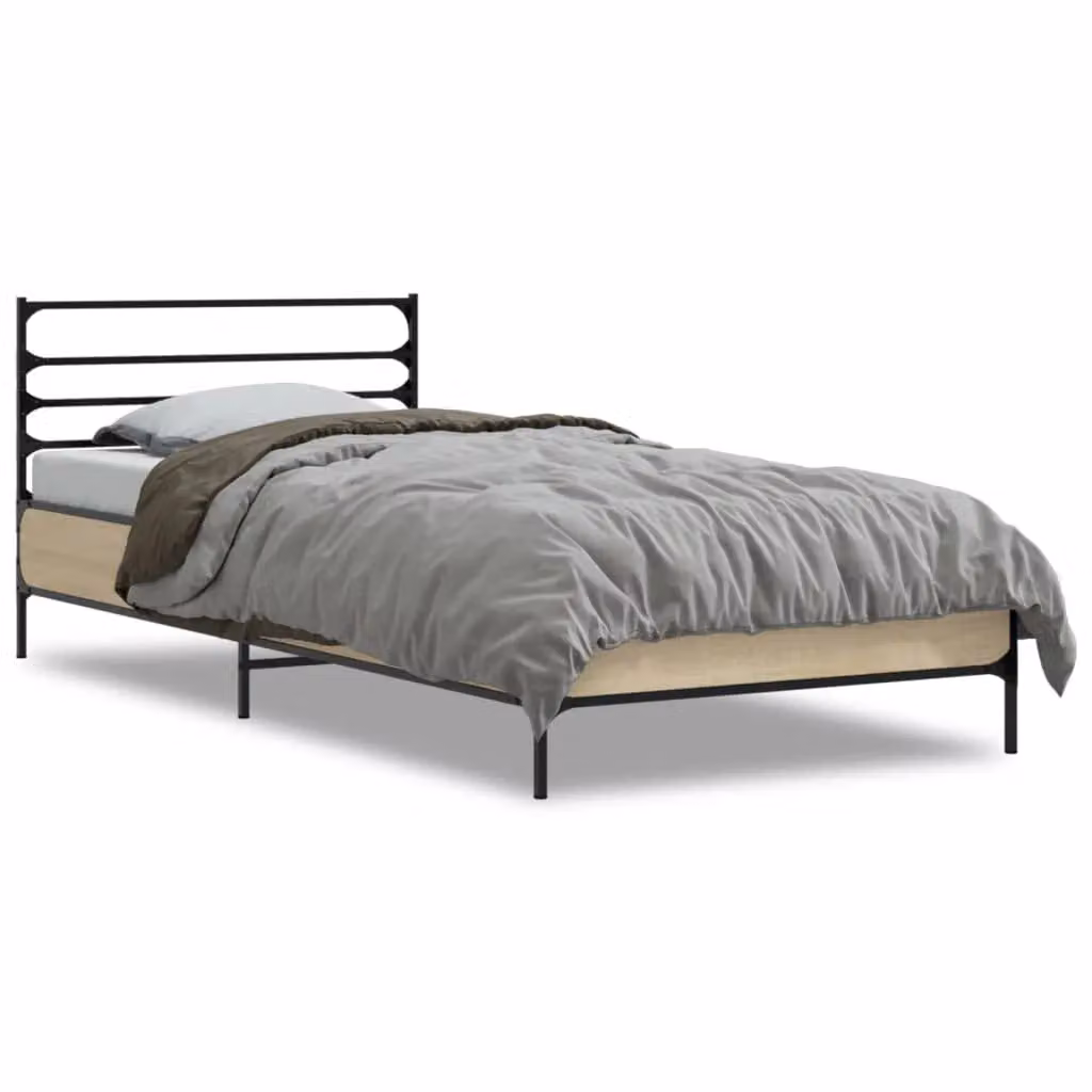 Berkfield Home Sonoma Oak Bed Frame in Brown, W/D/H: 90 x 200 cm – 2
