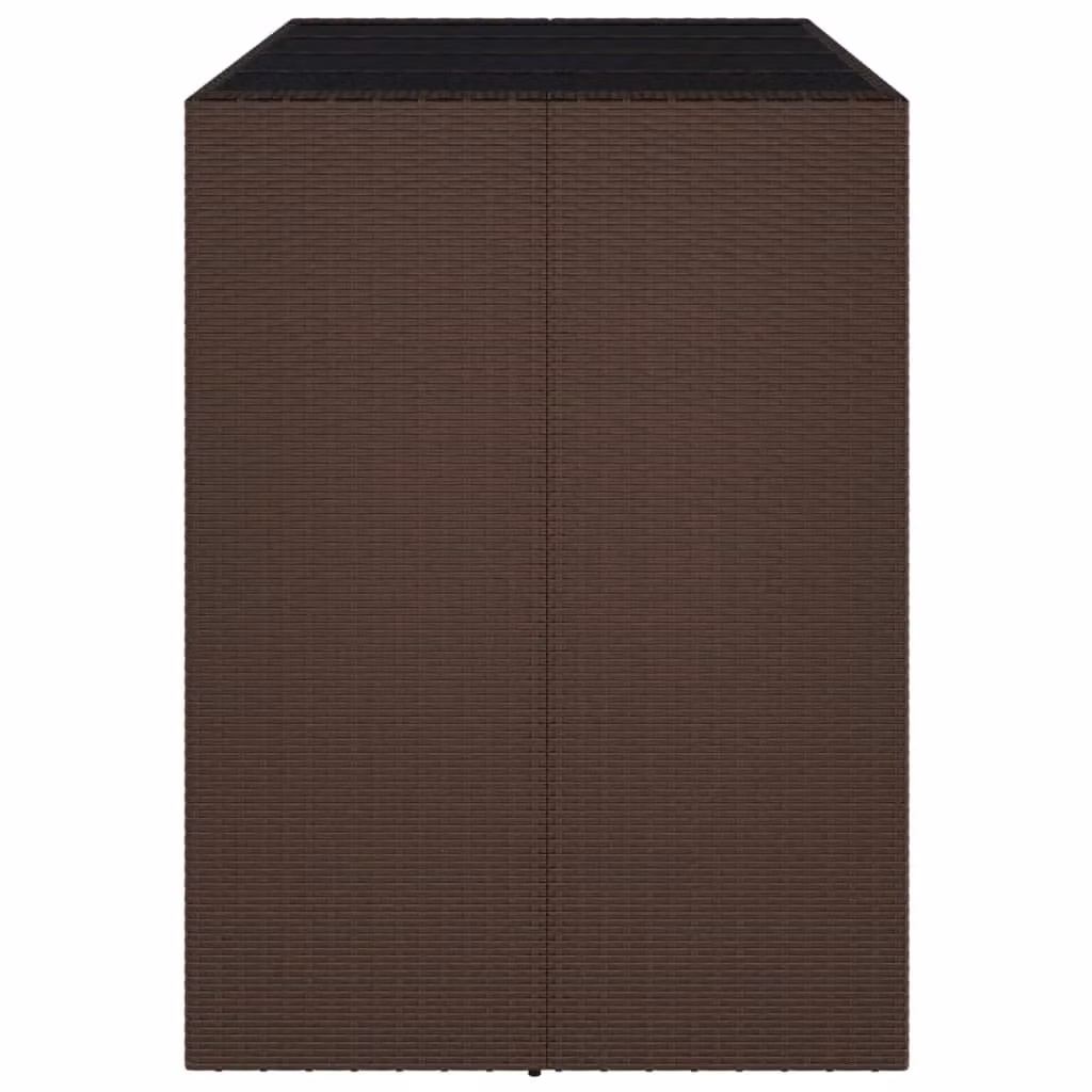 Berkfield Home Bar Table with Glass Top in Brown Poly Rattan, W/D/H: 145 x 80 x 110 cm – 3