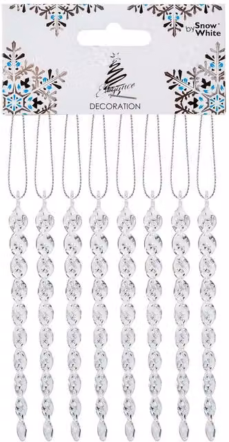 VFM e-Store Crystal Look Icicle Christmas Tree Hanging Ornament, Clear, 13.5 cm