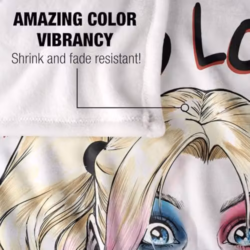 LOGOVISION Kids Batman and Harley Quinn Silky Touch Super Soft Fleece Throw Blanket, Multicolour, W: 127 cm x L: 152.4 cm – 2
