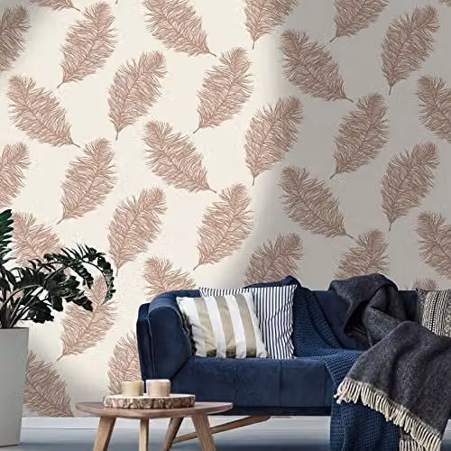Holden Decor 12629 Fawning Feather Grey Rose Wallpaper with Rose Gold Botanical Floral Design – 3