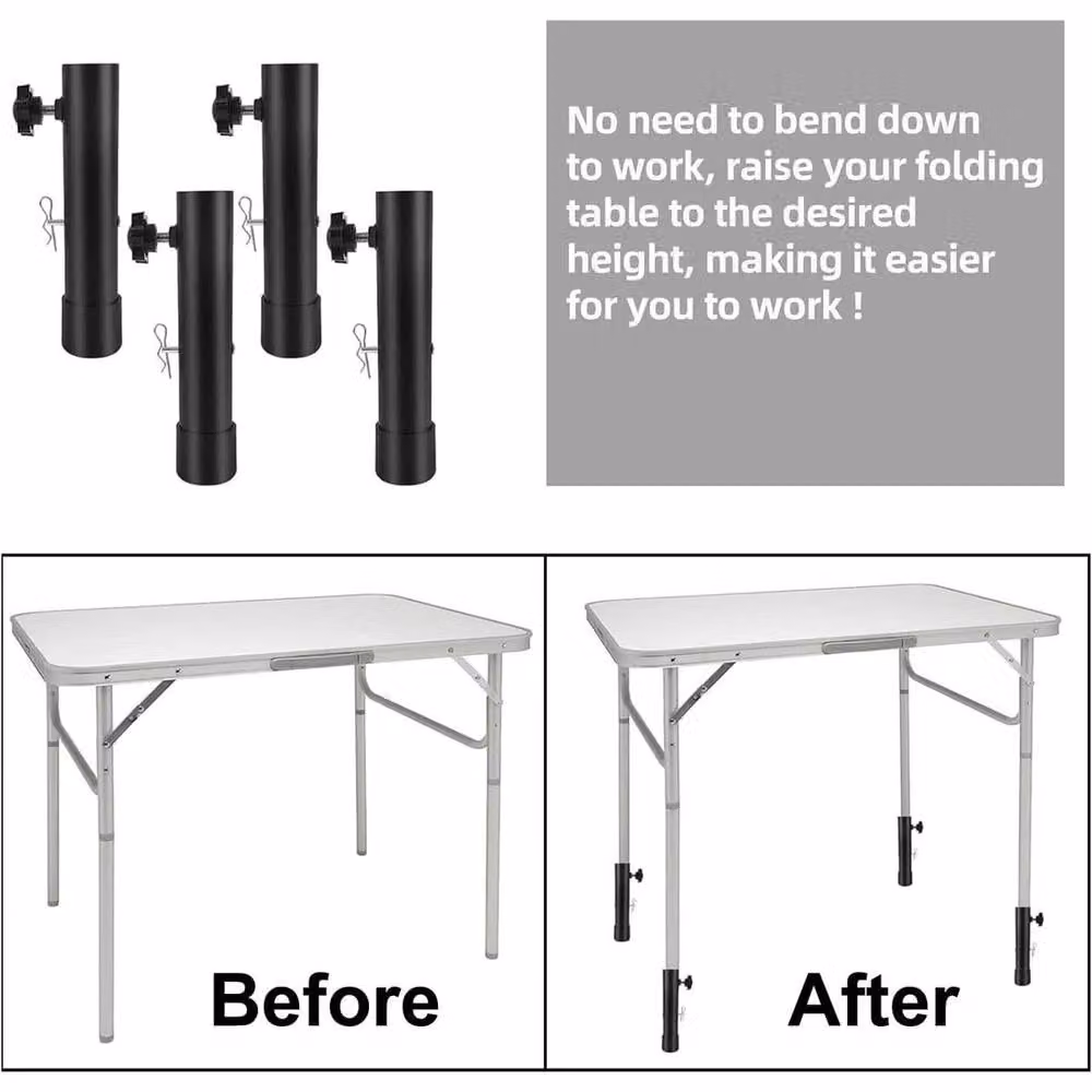 FLAVORA Heavy Duty Steel Folding Table Leg Risers in Black, Height: 44 cm, Width: 52 cm – 2
