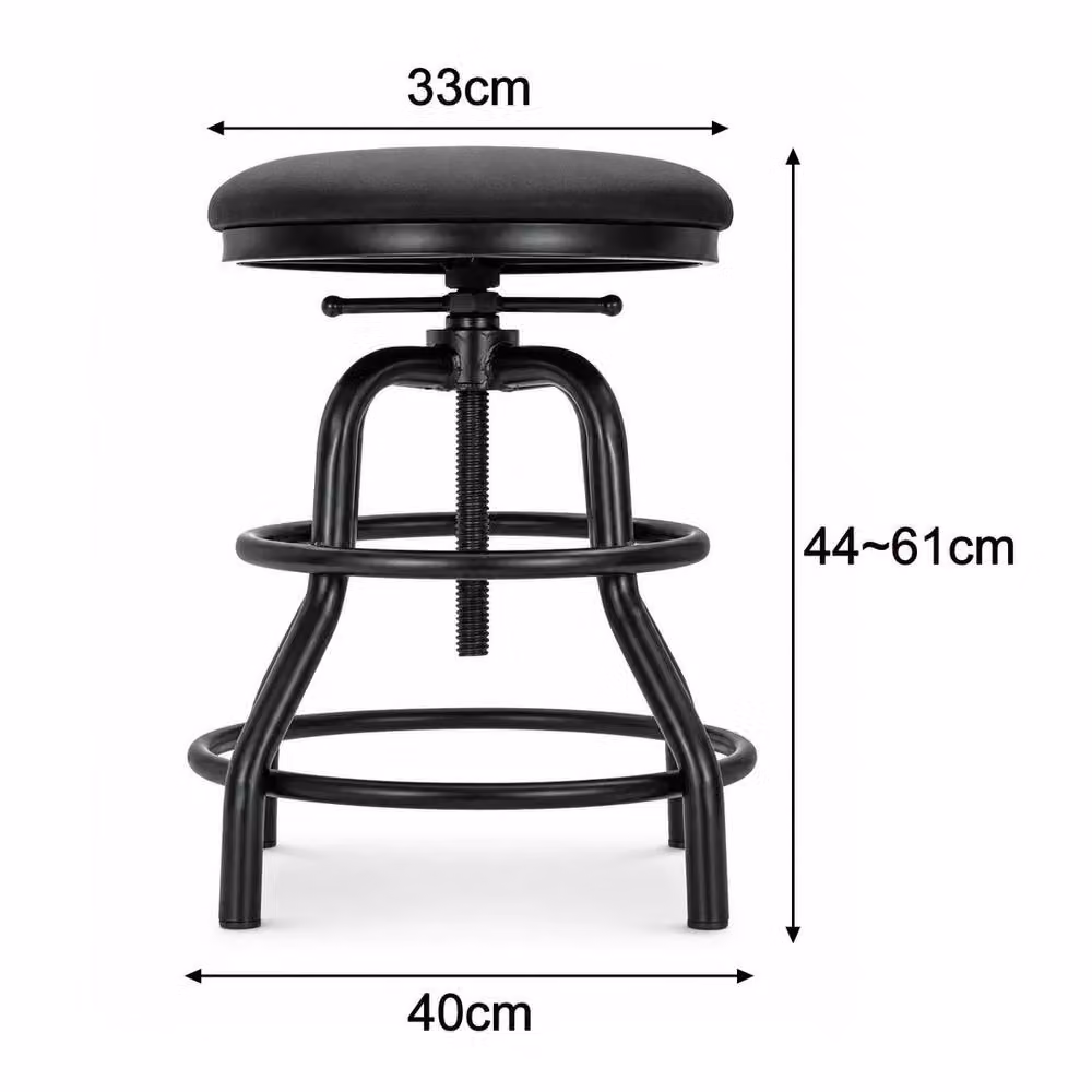 EONLION Adjustable Swivel Counter Stool in Black with Synthetic Leather Seat and Metal Frame – 2