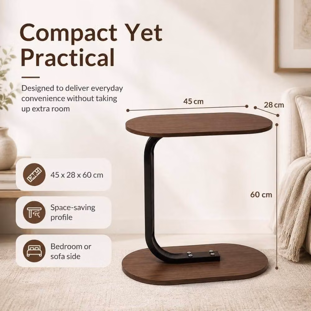 MANTRARAJ Brown Minimalist Side Table for Bedroom, Living Room or Home Office – 2