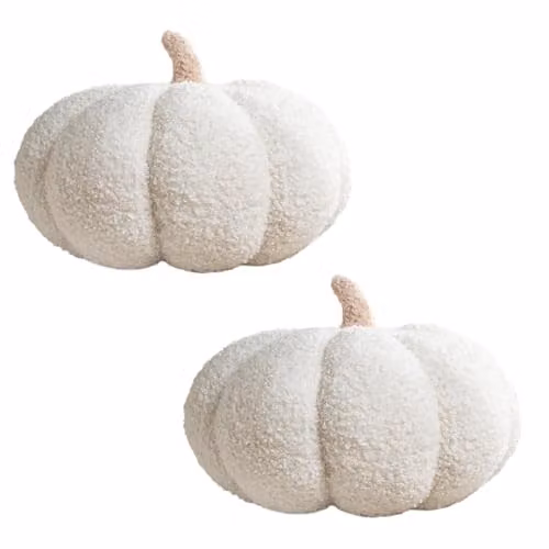 OHS Set of 2 Cream Boucle Pumpkin Cushions, W/D/H: 25 x 25 x 25 cm – 1