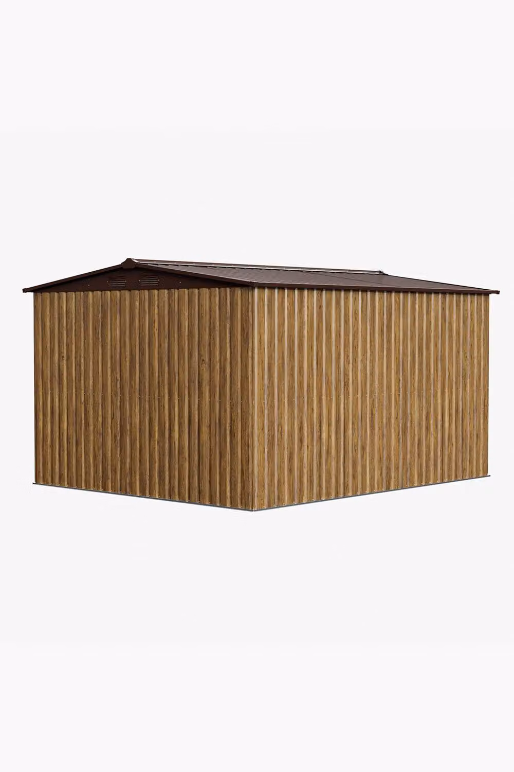 Living and Home Large Metal Garden Tool Storage Shed with Double Doors and Gable Roof, Brown, W: 304.8 cm x D: 243.84 cm – 2