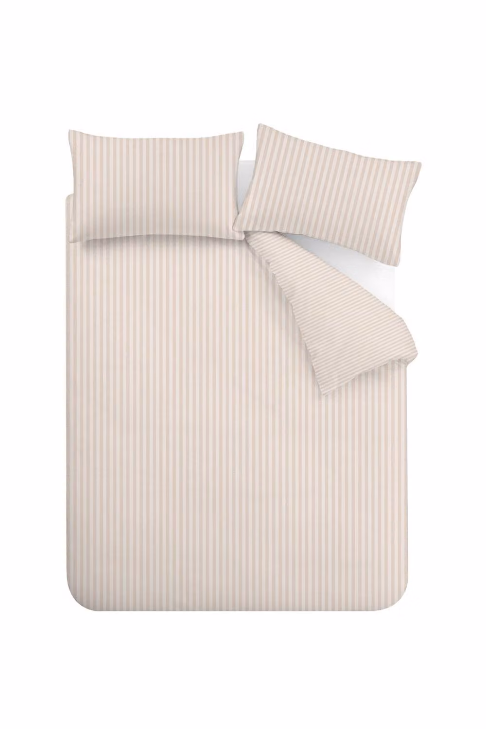 Catherine Lansfield Epping Textured Stripe Reversible Duvet Cover and Pillowcase Set in Beige, 200 x 200 cm – 2