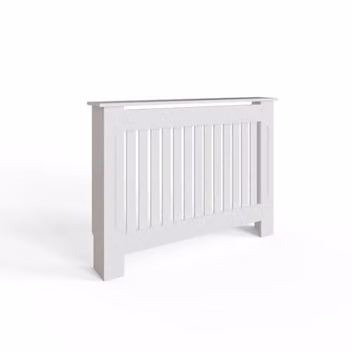 FWStyle White Vertical Slat Medium Radiator Cover Shelf Cabinet H 82.3 x W 112 x D 19 cm – 1