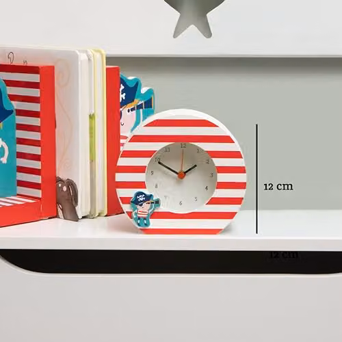 Orsina Modern Round Analog Quartz Tabletop Clock by Premier Housewares in Red, Black or White – 2