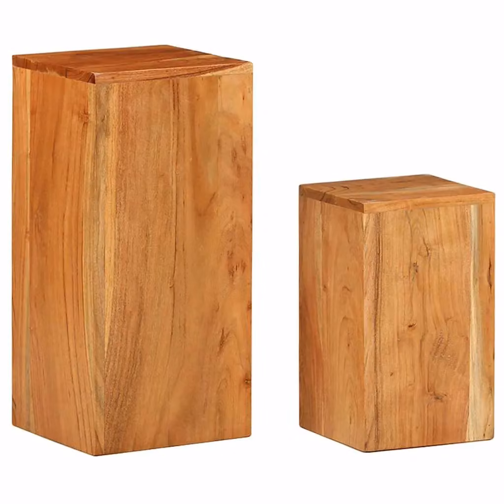 Berkfield Home Set of 2 Minimalist Acacia Wood Plant Stands in Brown – 2