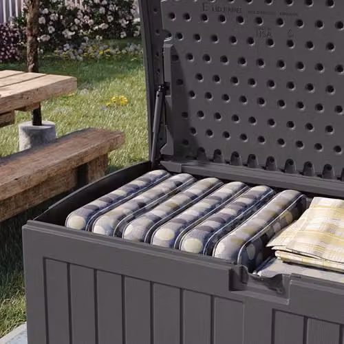 Rowlinson Montana 757L Garden Storage Box in Peppercorn Grey, W/D/H: 146 x 80 x 83 cm – 3