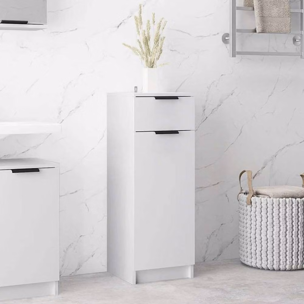 Berkfield Home Classic Freestanding Bathroom Cabinet in White, W/D/H: 32 x 34 x 90 cm