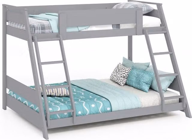 Costway 2-in-1 Convertible Bunk Bed Frame with 2 Ladders in Grey – 1